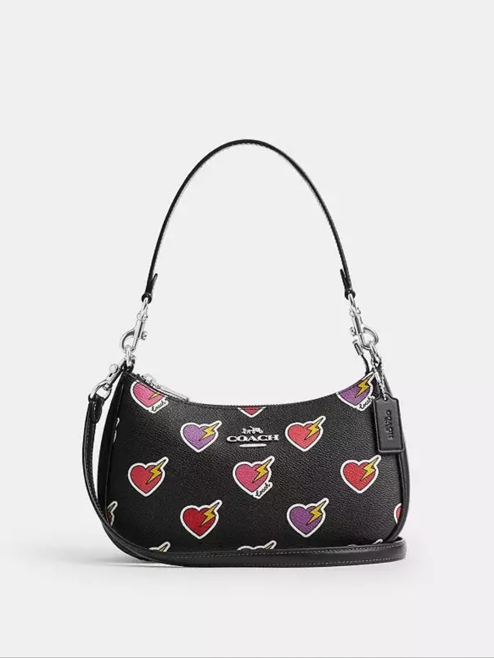 Coach Black Pebbled Leather Heart Teri Bag - Picture 6 of 9